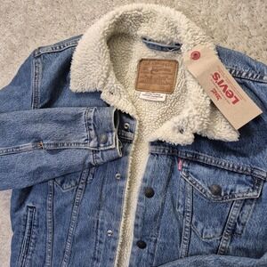 Levis Premium Trucker Jacket Type 3 Mens Small Sherpa Lined Western Biker USA